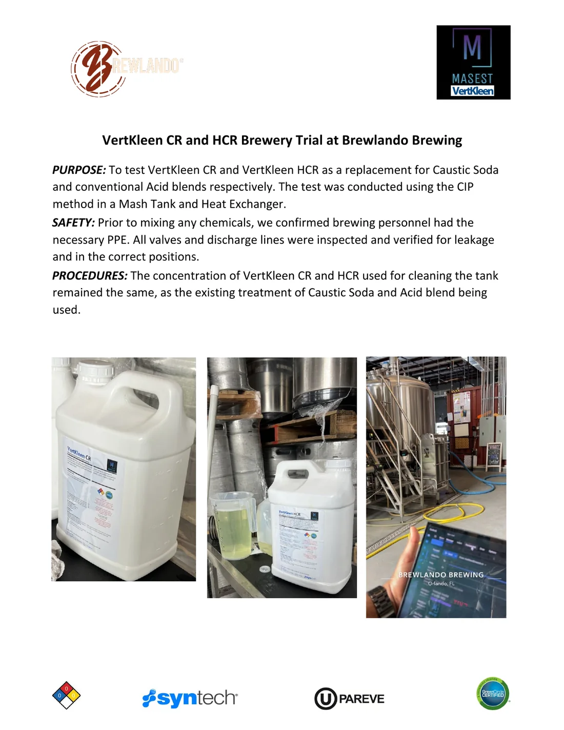 VertKleen brewery CIP trial report preview